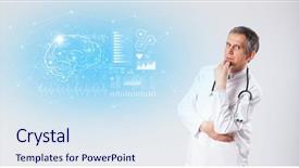  Presentation with step test - Amazing PPT theme having aged neurologist showing the test backdrop and a sky blue colored foreground