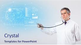  Presentation with step test - Beautiful PPT layouts featuring aged neurologist showing the test backdrop and a  colored foreground