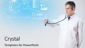  Presentation with middle ages - Cool new PPT theme with aged neurologist showing the test backdrop and a white colored foreground