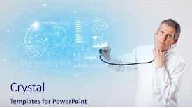  Presentation with psychological test methods - Cool new PPT layouts with aged neurologist showing the test backdrop and a sky blue colored foreground