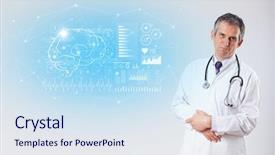  Presentation with test - Cool new slide deck with aged neurologist showing the test backdrop and a sky blue colored foreground