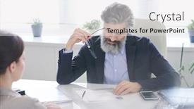  Presentation with resume - Presentation theme with aged-pensive-male-hr-manager background and a white colored foreground