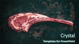  Presentation with raw meat beef veal shank - Colorful PPT theme enhanced with aged raw tomahawk beef steak backdrop and a wine colored foreground