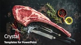  Presentation with grilling - Audience pleasing slide deck consisting of aged raw tomahawk beef steak backdrop and a dark gray colored foreground
