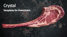  Presentation with beef - Slides consisting of aged raw tomahawk beef steak background and a dark gray colored foreground