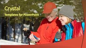  Presentation with aged - PPT theme having aged spouses in activewear reading background and a tawny brown colored foreground