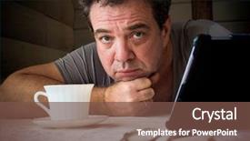  Presentation with man relaxing on massage table - Slide deck having aged thoughtful man using table background and a tawny brown colored foreground