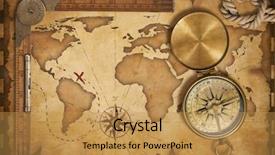 Presentation with treasure map - Beautiful PPT theme featuring aged treasure map ruler rope backdrop and a yellow colored foreground