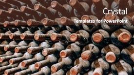  Presentation with cellar - Colorful PPT theme enhanced with aged-wine-bottles-stacked-up backdrop and a tawny brown colored foreground