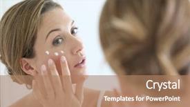  Presentation with anti aging - Theme with aged woman applying anti-aging background and a coral colored foreground
