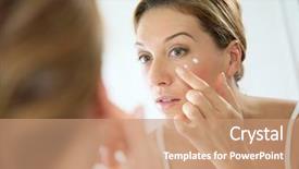  Presentation with anti aging - PPT layouts featuring aged woman applying anti-aging background and a coral colored foreground