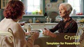  Presentation with youthful - Presentation theme with aged-woman-in-casualwear-having background and a tawny brown colored foreground