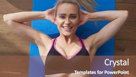  Presentation with living above - Cool new slide set with aged woman lying doing crunch backdrop and a tawny brown colored foreground