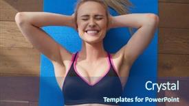  Presentation with living above - Colorful presentation enhanced with aged woman lying doing crunch backdrop and a ocean colored foreground