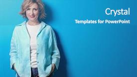  Presentation with aged - Theme featuring aged woman on blue background background and a teal colored foreground