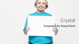  Presentation with tshirt - Slide set enhanced with aged-woman-with-blank-advertising background and a white colored foreground