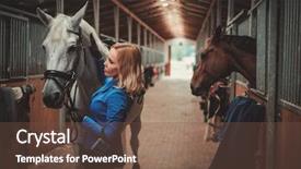  Presentation with middle ages portrait - Slide deck featuring aged woman with her horse background and a tawny brown colored foreground