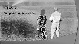  Presentation with elderly - Amazing presentation theme having ageing black white - elderly couple by lake backdrop and a light gray colored foreground