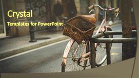  Presentation with old soho street - Amazing slides having ageing black white - old bicycle on the street backdrop and a tawny brown colored foreground