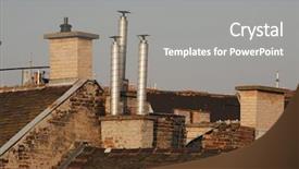  Presentation with soft gold of light - Presentation theme featuring ageing population - chimneys on roofs in late background and a  colored foreground