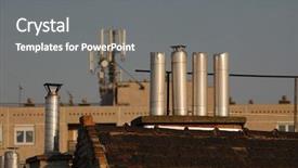  Presentation with late - Slide deck with ageing population - chimneys on roofs in late background and a  colored foreground