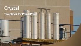  Presentation with ageing - Slide deck with ageing population - chimneys on roofs in late background and a  colored foreground