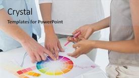  Presentation with interior designer - Audience pleasing slide set consisting of interior designer showing colour wheel backdrop and a light blue colored foreground