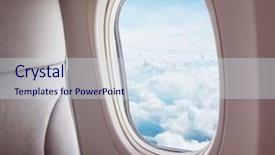  Presentation with airplane - Presentation theme having agence de voyage - airplane interior with window view background and a sky blue colored foreground