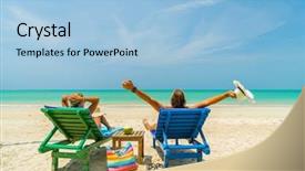  Presentation with resort - PPT theme consisting of agence de voyage - couple on the beach background and a light blue colored foreground