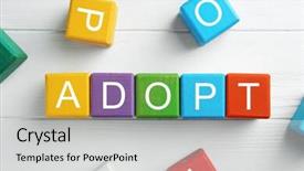  Presentation with law - PPT layouts having agency law - colorful cubes with word adopt background and a light gray colored foreground