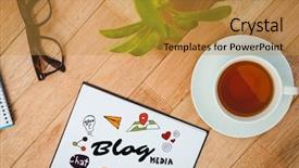  Presentation with tea plant - Audience pleasing PPT layouts consisting of notepad next to tea backdrop and a gold colored foreground