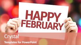  Presentation with february - Beautiful theme featuring agenda invitation - happy february card with colorful backdrop and a coral colored foreground