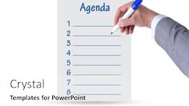  Presentation with agenda - Presentation design enhanced with agenda-of-a-meeting background and a white colored foreground
