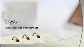  Presentation with notepad - Beautiful slide set featuring agenda page - close-up of open notepad backdrop and a light gray colored foreground