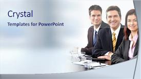  Presentation with team - PPT layouts enhanced with agent - business team background and a sky blue colored foreground