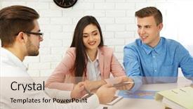  Presentation with passport travel - Amazing presentation theme having agent giving passport and ticket to customer in the office of travel company backdrop and a coral colored foreground