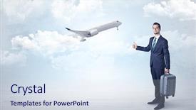  Presentation with airplane - Presentation theme enhanced with agent hitchhiking with departing airplane background and a  colored foreground