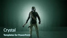  Presentation with bad - Cool new PPT theme with agent in a dark room backdrop and a ocean colored foreground