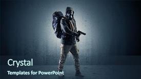  Presentation with dark room for interrogation - PPT theme consisting of agent in a dark room background and a ocean colored foreground