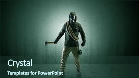  Presentation with bad - PPT theme having agent in a dark room background and a ocean colored foreground