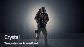  Presentation with war room - Cool new PPT theme with agent in a dark room backdrop and a tawny brown colored foreground