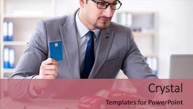  Presentation with motor - Slide set featuring agent offering car motor insurance background and a coral colored foreground