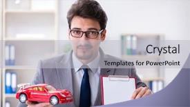  Presentation with tyre elevator motor car - Amazing presentation theme having agent offering car motor insurance backdrop and a light gray colored foreground