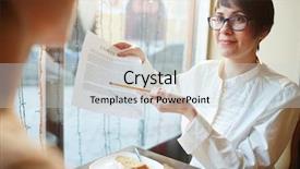  Presentation with hiring - PPT theme consisting of agent pointing at hiring contract background and a  colored foreground