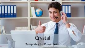  Presentation with agent of change - Theme having agent working in the office background and a light blue colored foreground