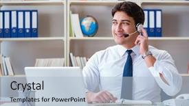  Presentation with agent of change - Colorful theme enhanced with agent working in the office backdrop and a light blue colored foreground