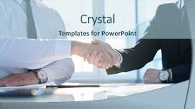  Presentation with young - Presentation design having agents negociation - handshake of two young contemporary background and a sky blue colored foreground