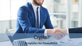  Presentation with negotiation - Cool new slide deck with agents negociation - happy young broker in formalwear backdrop and a teal colored foreground