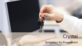  Presentation with real estate - Slides featuring agents negociation - midsection of real estate agent background and a  colored foreground