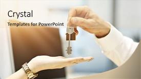  Presentation with real estate lending - Cool new presentation theme with agents negociation - midsection of real estate agent backdrop and a  colored foreground